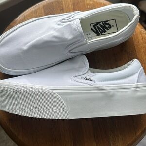 Vans womens Classic White Slip-On Sneakers